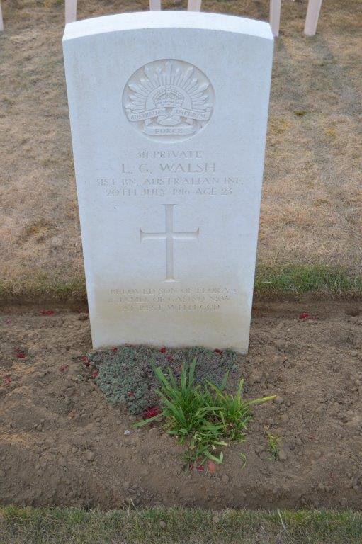 2018 07 19 Fromelles Dedication - 0710 Headstone Pte L G Walsh.jpg